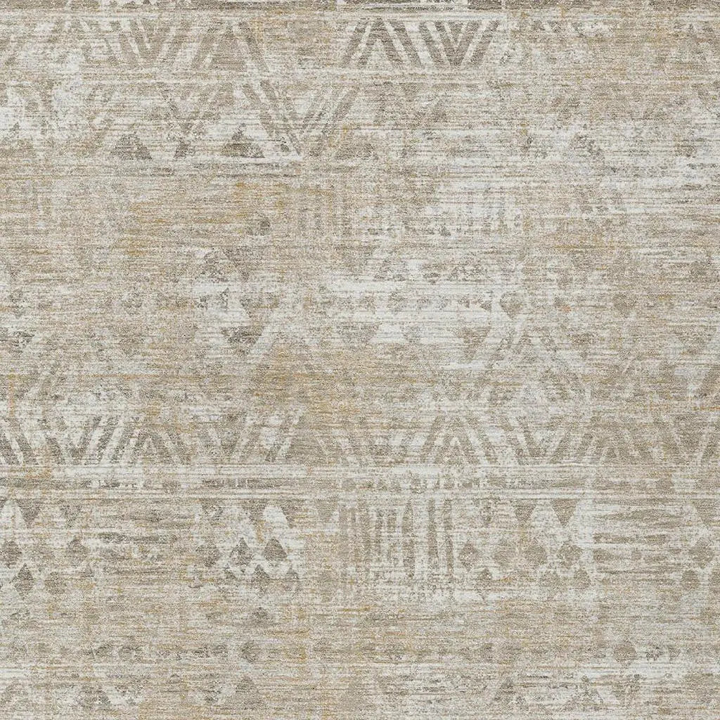 10' X 14' Ivory And Beige Geometric Washable Indoor Outdoor Area Rug Homeroots Outdoor