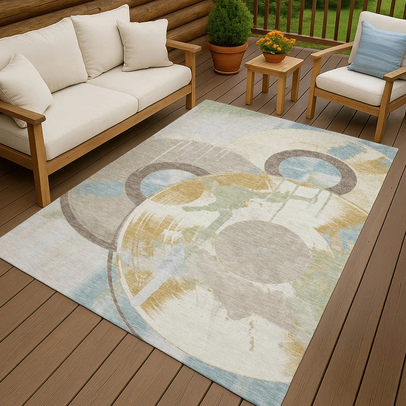 10' X 14' Ivory And Beige Geometric Washable Indoor Outdoor Area Rug Homeroots Outdoor