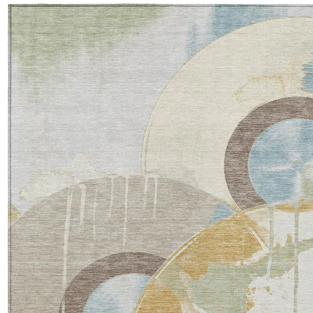10' X 14' Ivory And Beige Geometric Washable Indoor Outdoor Area Rug Homeroots Outdoor