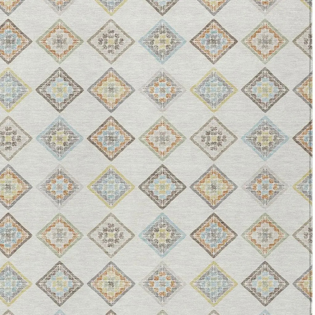 10' X 14' Ivory And Beige Geometric Washable Indoor Outdoor Area Rug Homeroots Outdoor