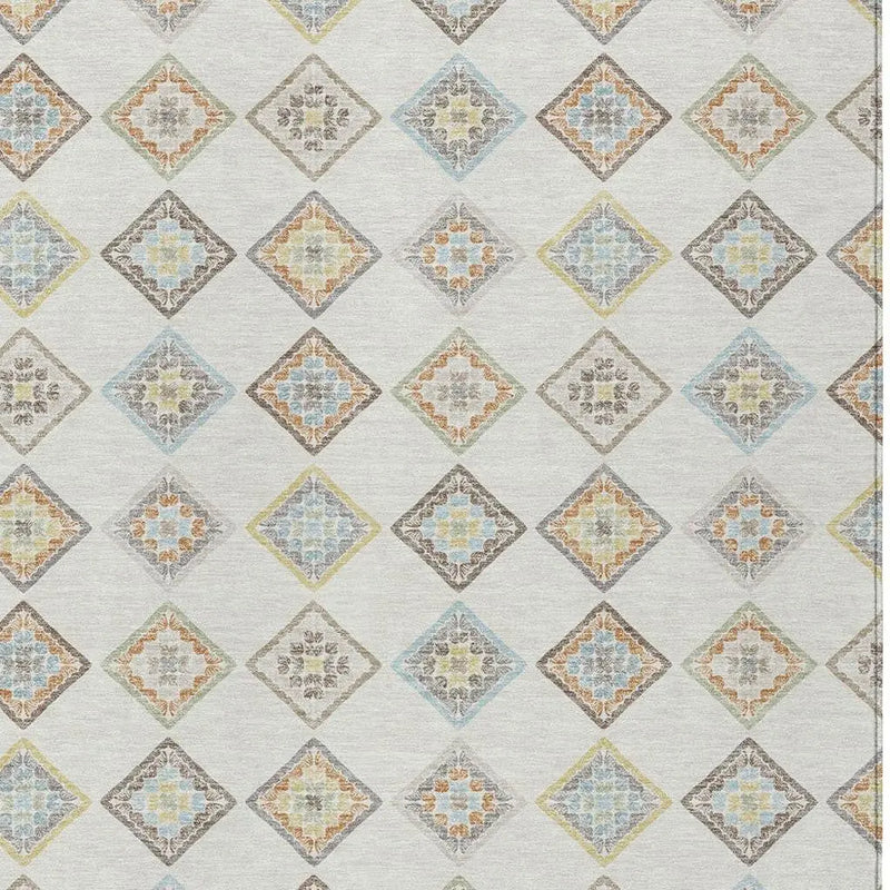 10' X 14' Ivory And Beige Geometric Washable Indoor Outdoor Area Rug Homeroots Outdoor
