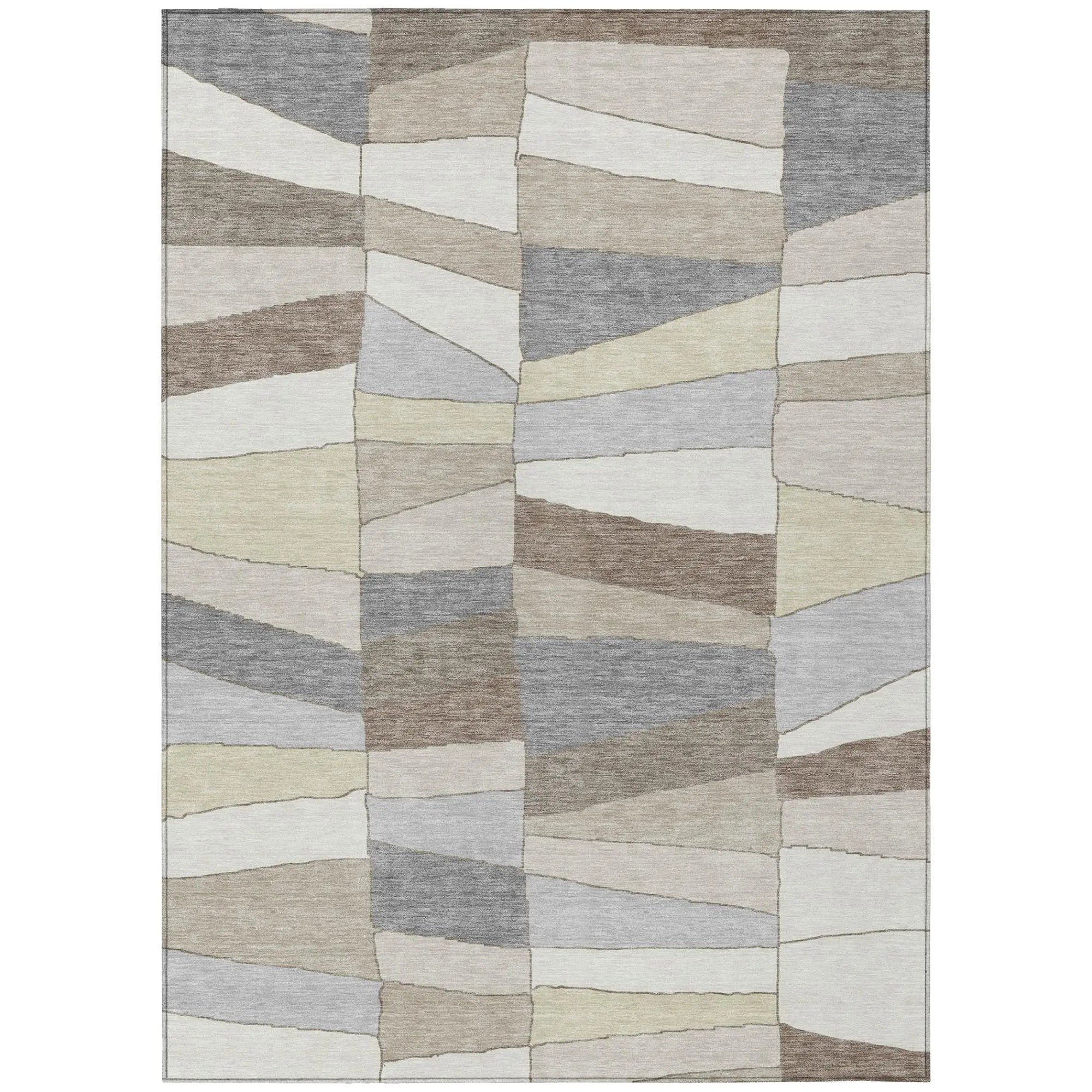 10' X 14' Ivory And Beige Geometric Washable Indoor Outdoor Area Rug Homeroots Outdoor