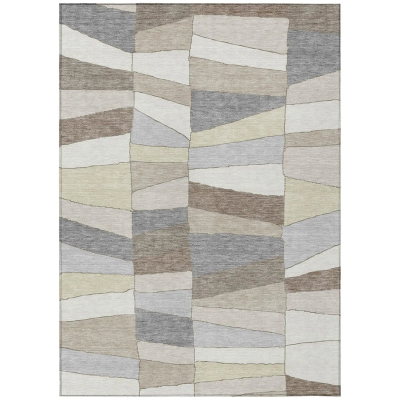 10' X 14' Ivory And Beige Geometric Washable Indoor Outdoor Area Rug Homeroots Outdoor