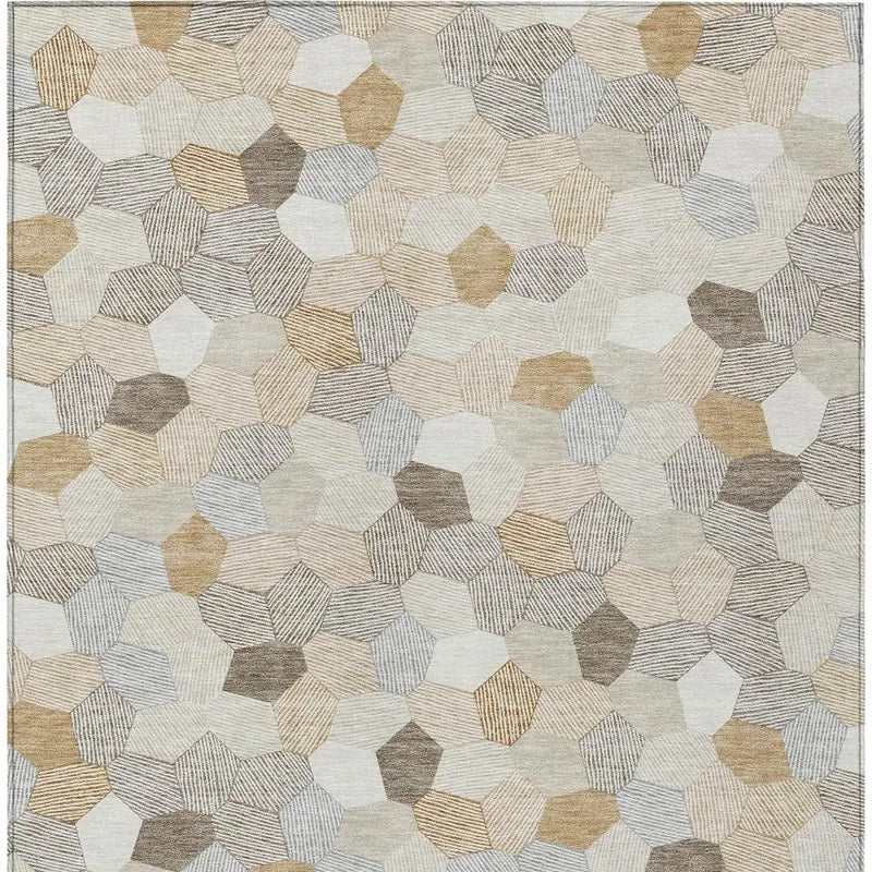 10' X 14' Ivory And Beige Geometric Washable Indoor Outdoor Area Rug Homeroots Outdoor