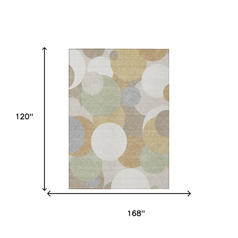 10' X 14' Ivory And Beige Geometric Washable Indoor Outdoor Area Rug Homeroots Outdoor