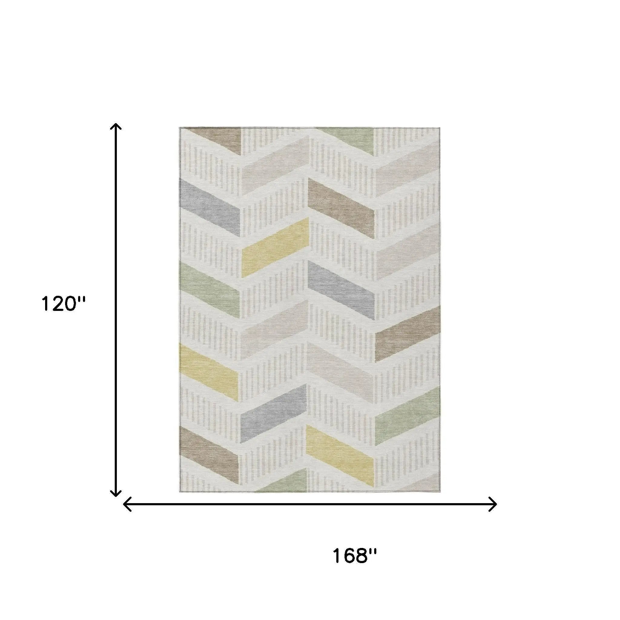 10' X 14' Ivory And Beige Geometric Washable Indoor Outdoor Area Rug Homeroots Outdoor