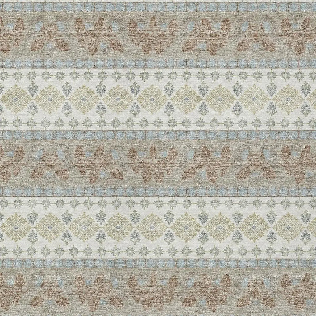 10' X 14' Ivory And Beige Striped Washable Indoor Outdoor Area Rug Homeroots Outdoor