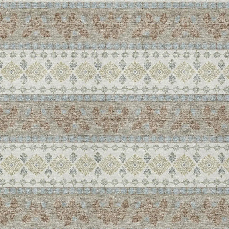 10' X 14' Ivory And Beige Striped Washable Indoor Outdoor Area Rug Homeroots Outdoor