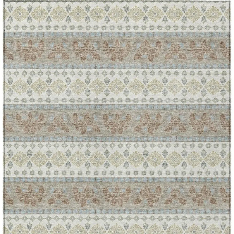 10' X 14' Ivory And Beige Striped Washable Indoor Outdoor Area Rug Homeroots Outdoor