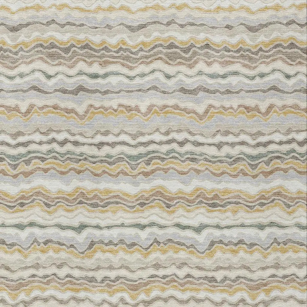 10' X 14' Ivory And Beige Striped Washable Indoor Outdoor Area Rug Homeroots Outdoor