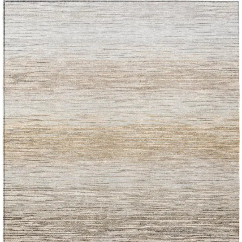 10' X 14' Ivory And Beige Striped Washable Indoor Outdoor Area Rug Homeroots Outdoor