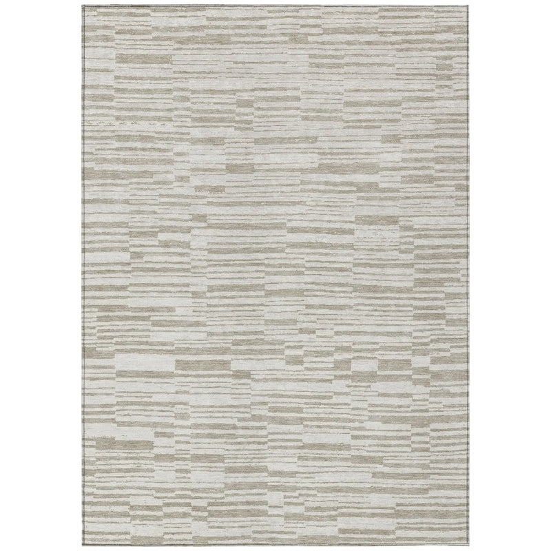 10' X 14' Ivory And Beige Striped Washable Indoor Outdoor Area Rug Homeroots Outdoor