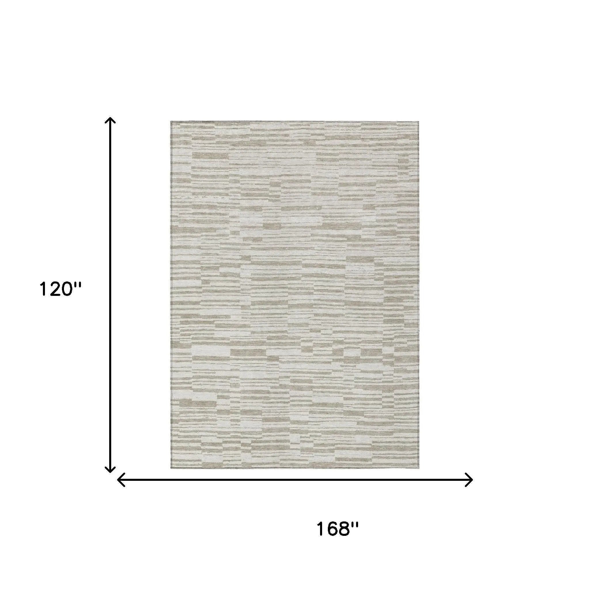 10' X 14' Ivory And Beige Striped Washable Indoor Outdoor Area Rug Homeroots Outdoor