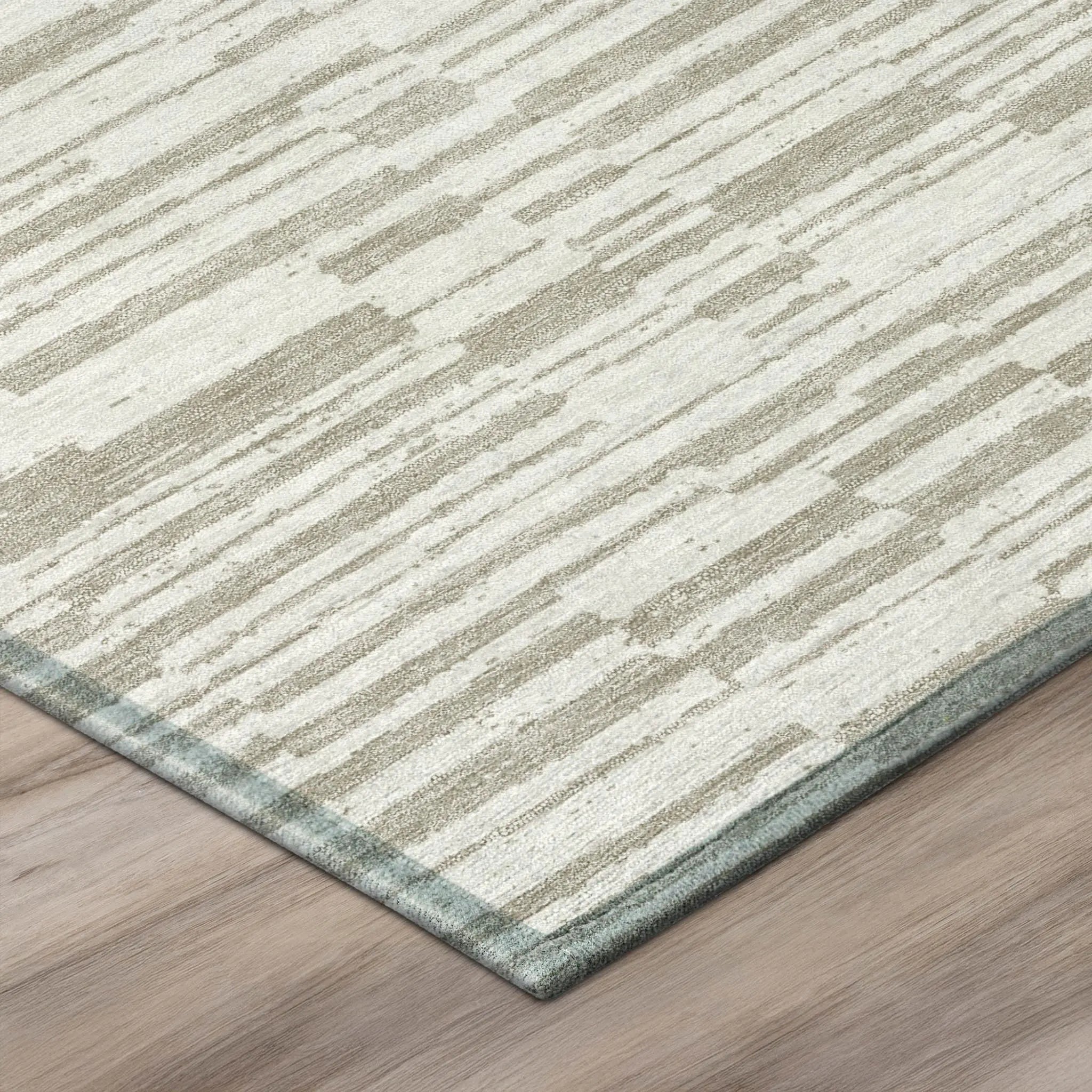 10' X 14' Ivory And Beige Striped Washable Indoor Outdoor Area Rug Homeroots Outdoor