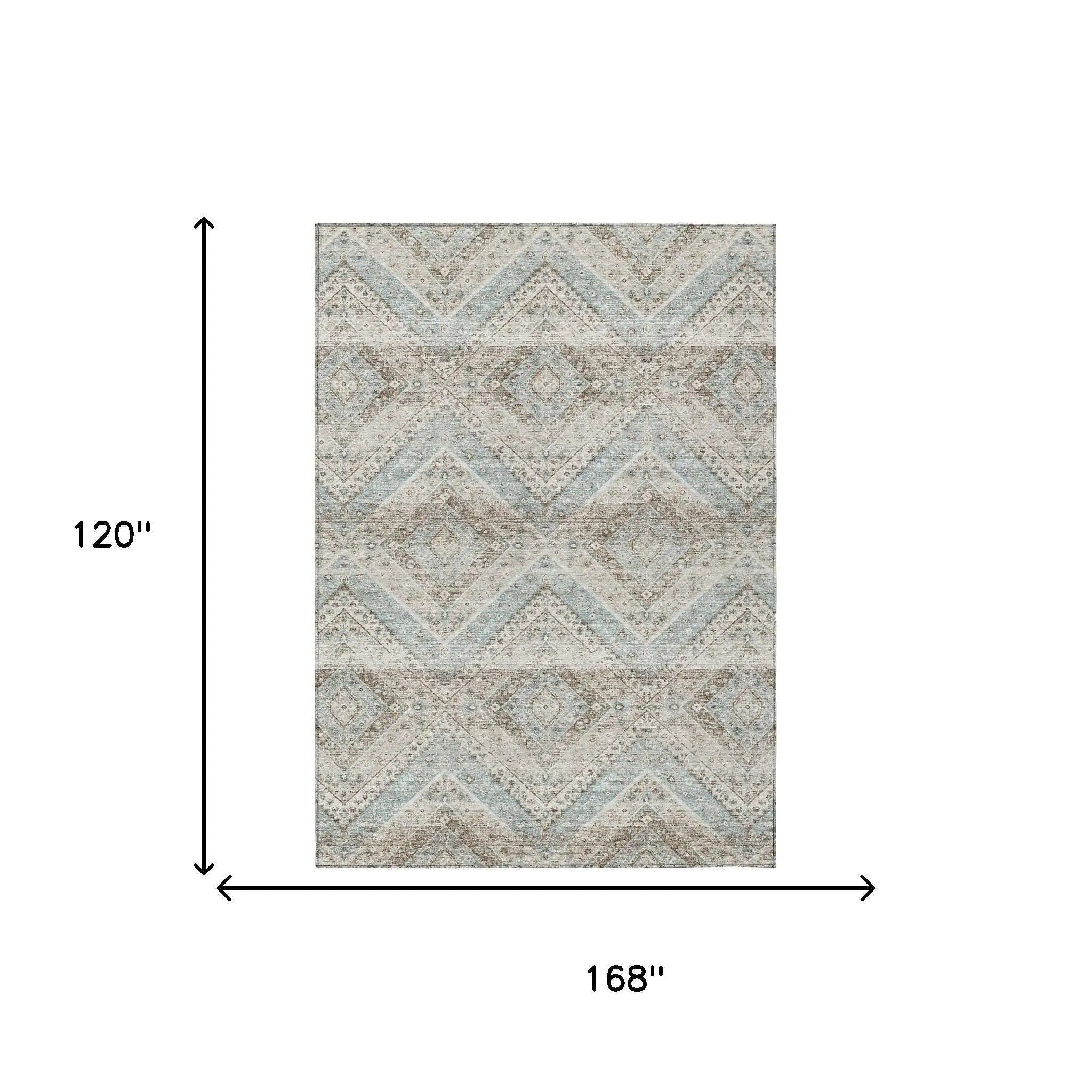 10' X 14' Ivory And Beige Tribal Washable Indoor Outdoor Area Rug Homeroots Outdoor