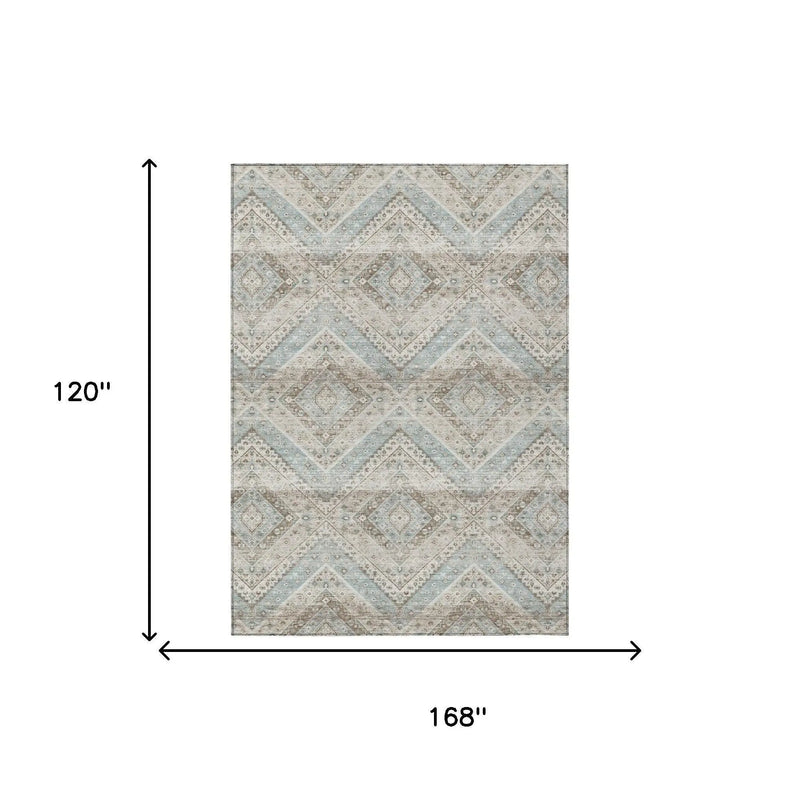 10' X 14' Ivory And Beige Tribal Washable Indoor Outdoor Area Rug Homeroots Outdoor