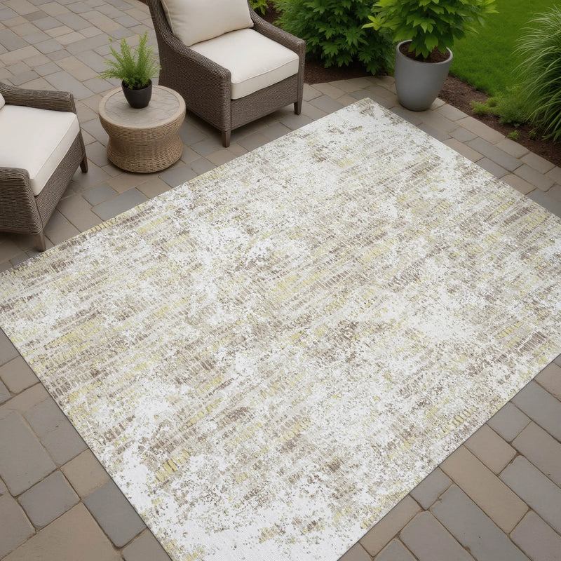 10' X 14' Ivory And Blue Abstract Washable Indoor Outdoor Area Rug Homeroots Outdoor