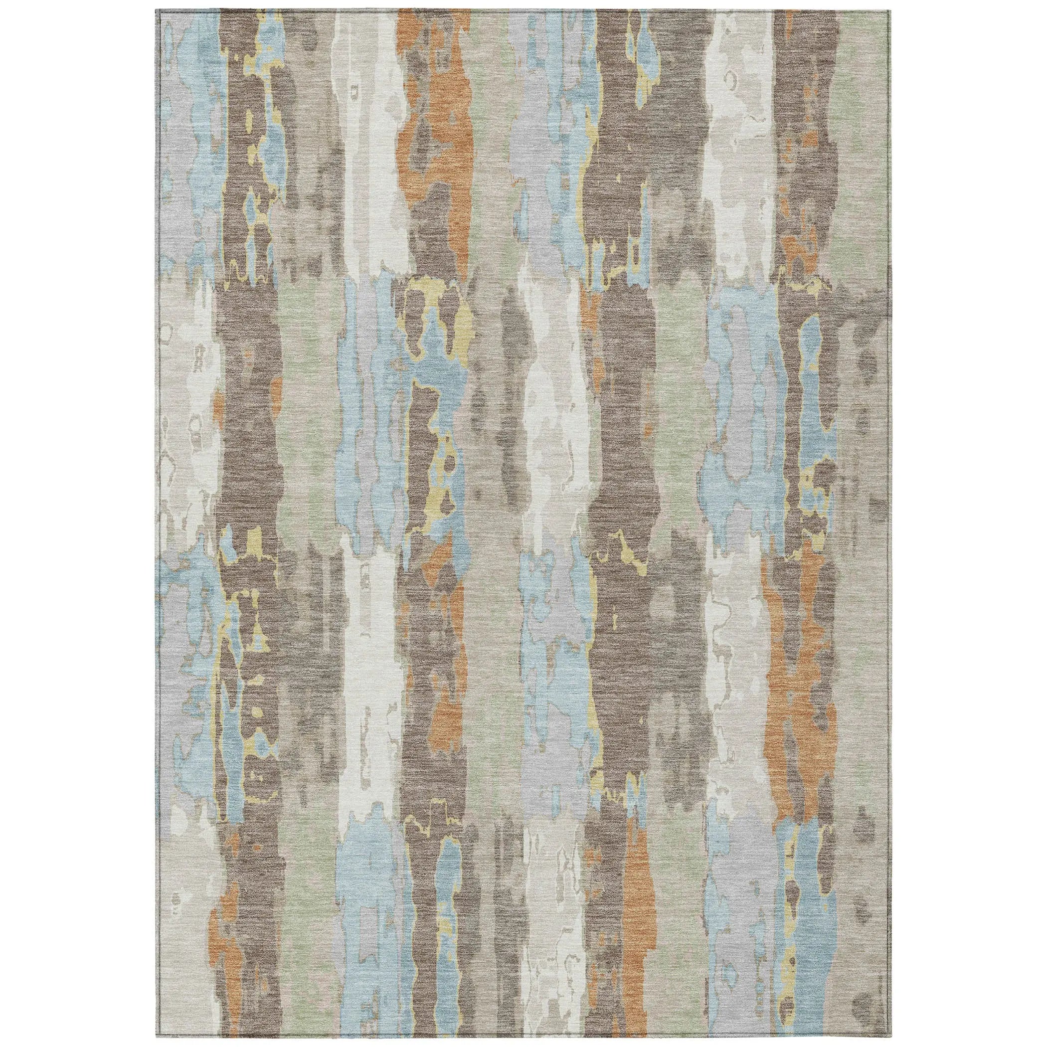 10' X 14' Ivory And Blue Abstract Washable Indoor Outdoor Area Rug Homeroots Outdoor