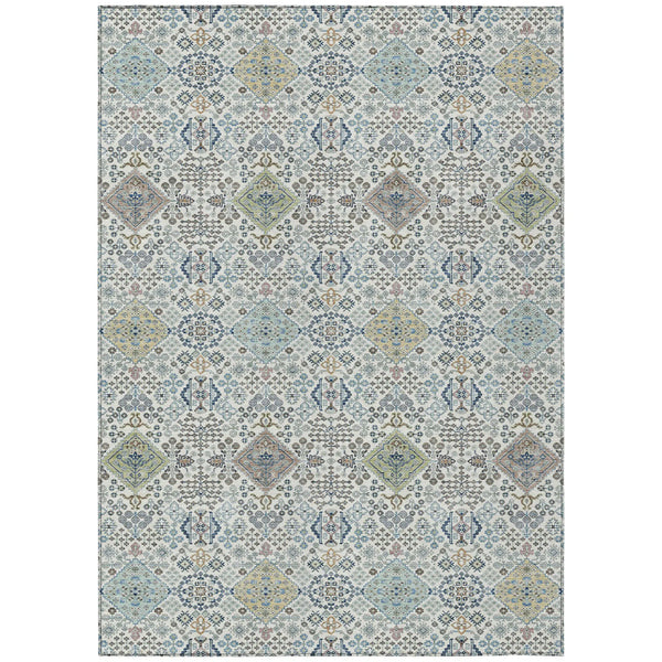 10' X 14' Ivory And Blue Oriental Washable Indoor Outdoor Area Rug Homeroots Outdoor