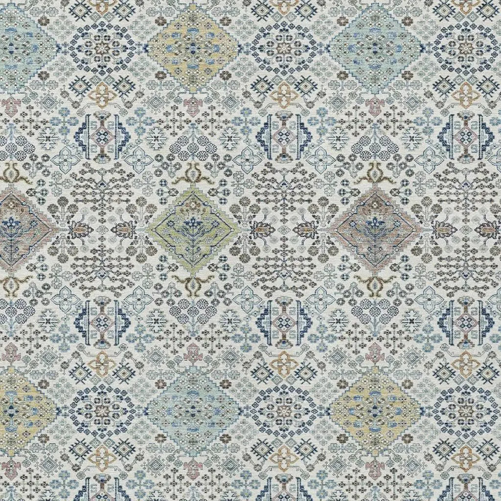 10' X 14' Ivory And Blue Oriental Washable Indoor Outdoor Area Rug Homeroots Outdoor