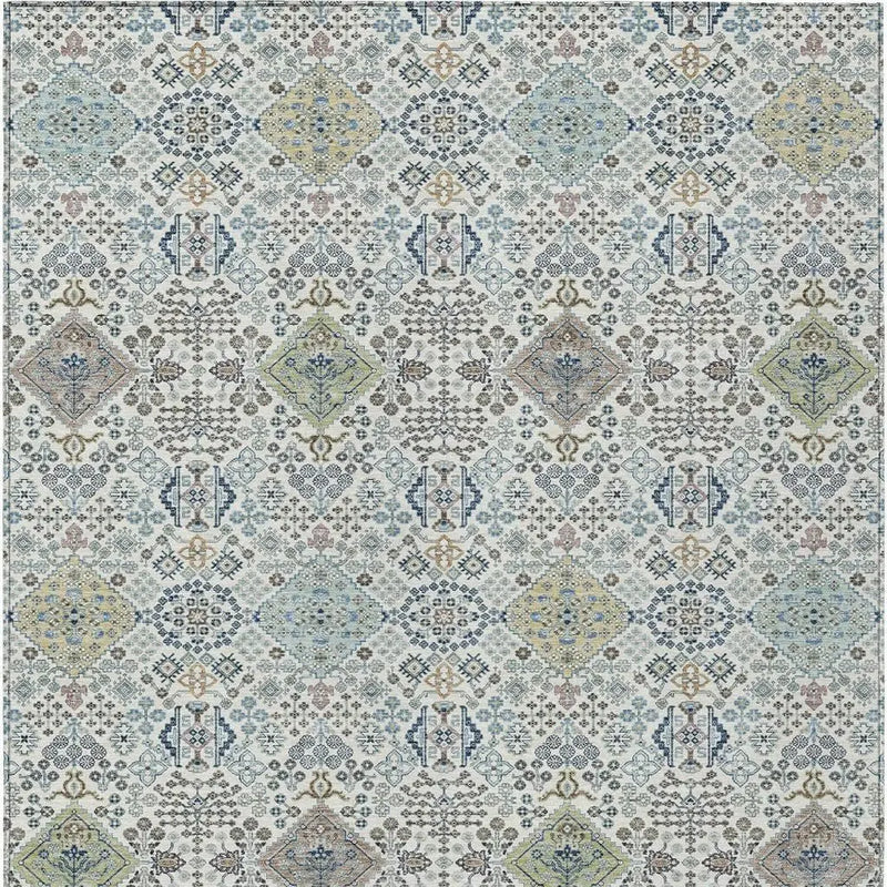 10' X 14' Ivory And Blue Oriental Washable Indoor Outdoor Area Rug Homeroots Outdoor