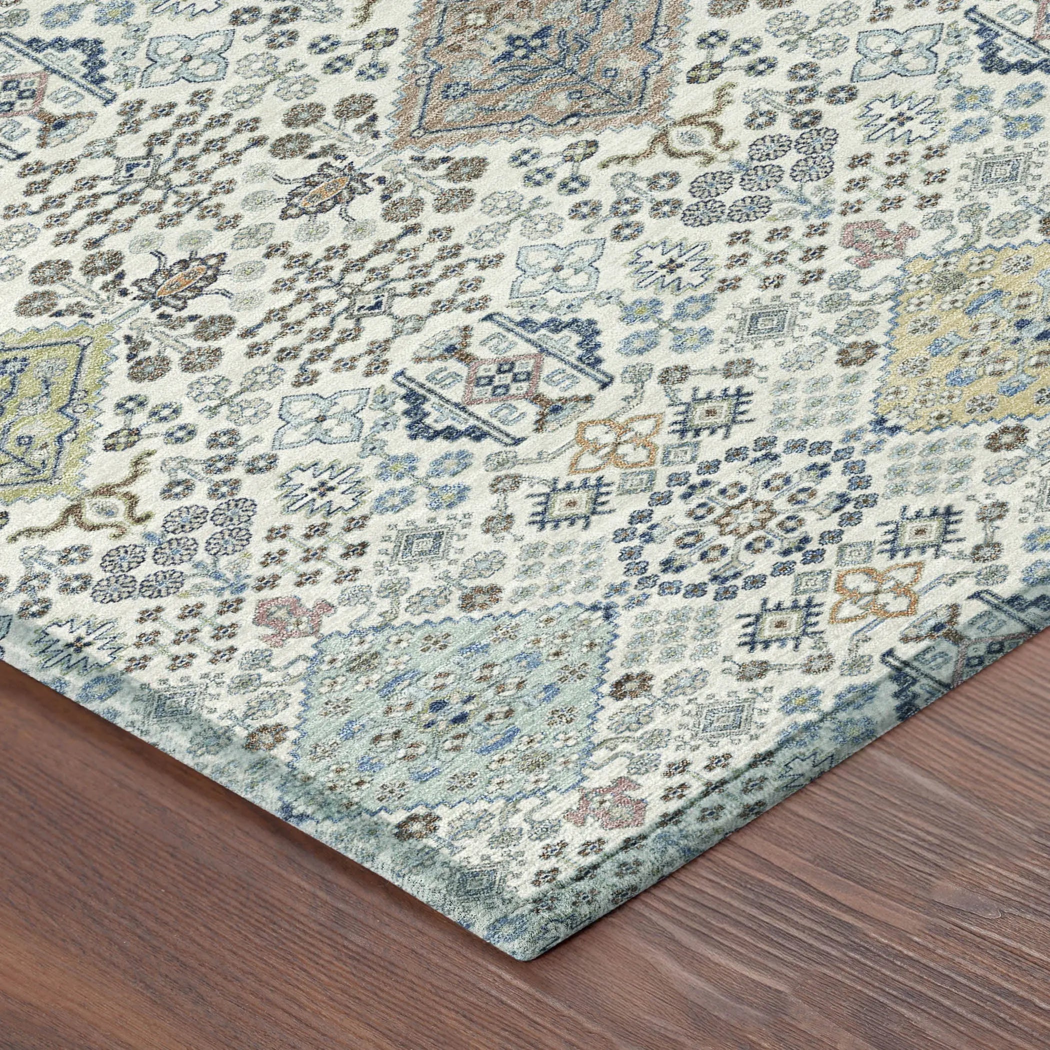 10' X 14' Ivory And Blue Oriental Washable Indoor Outdoor Area Rug Homeroots Outdoor