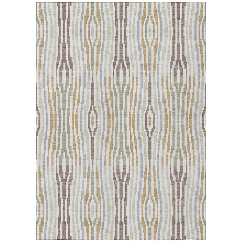 10' X 14' Ivory And Brown Abstract Washable Indoor Outdoor Area Rug Homeroots Outdoor