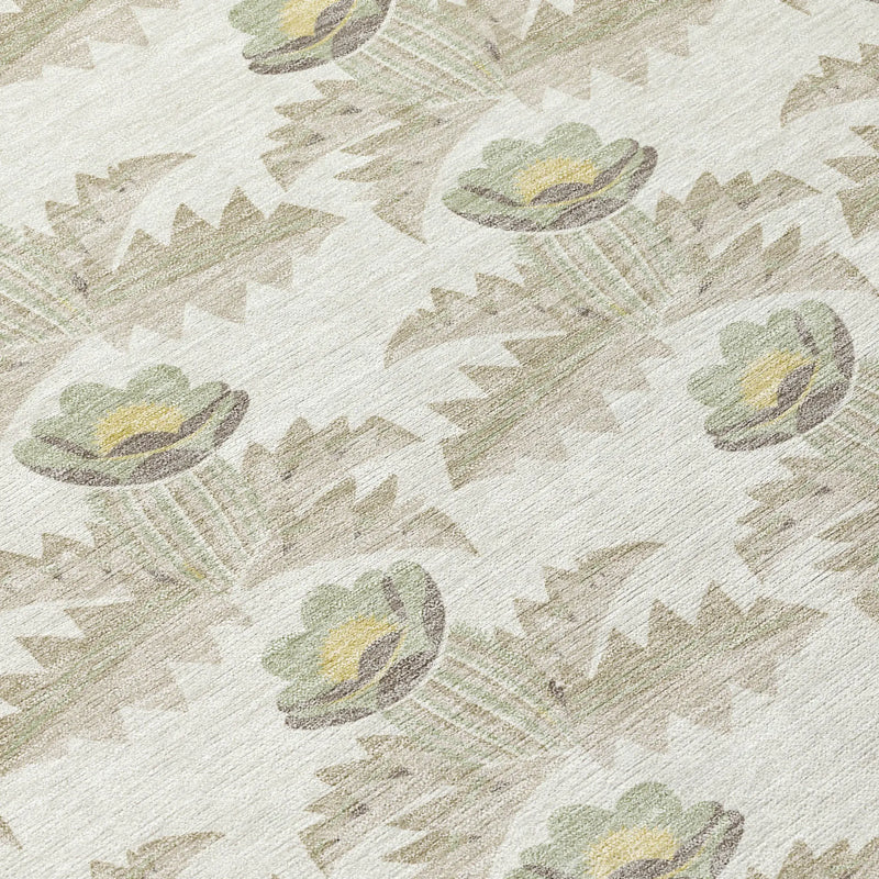 10' X 14' Ivory And Brown Floral Washable Indoor Outdoor Area Rug Homeroots Outdoor