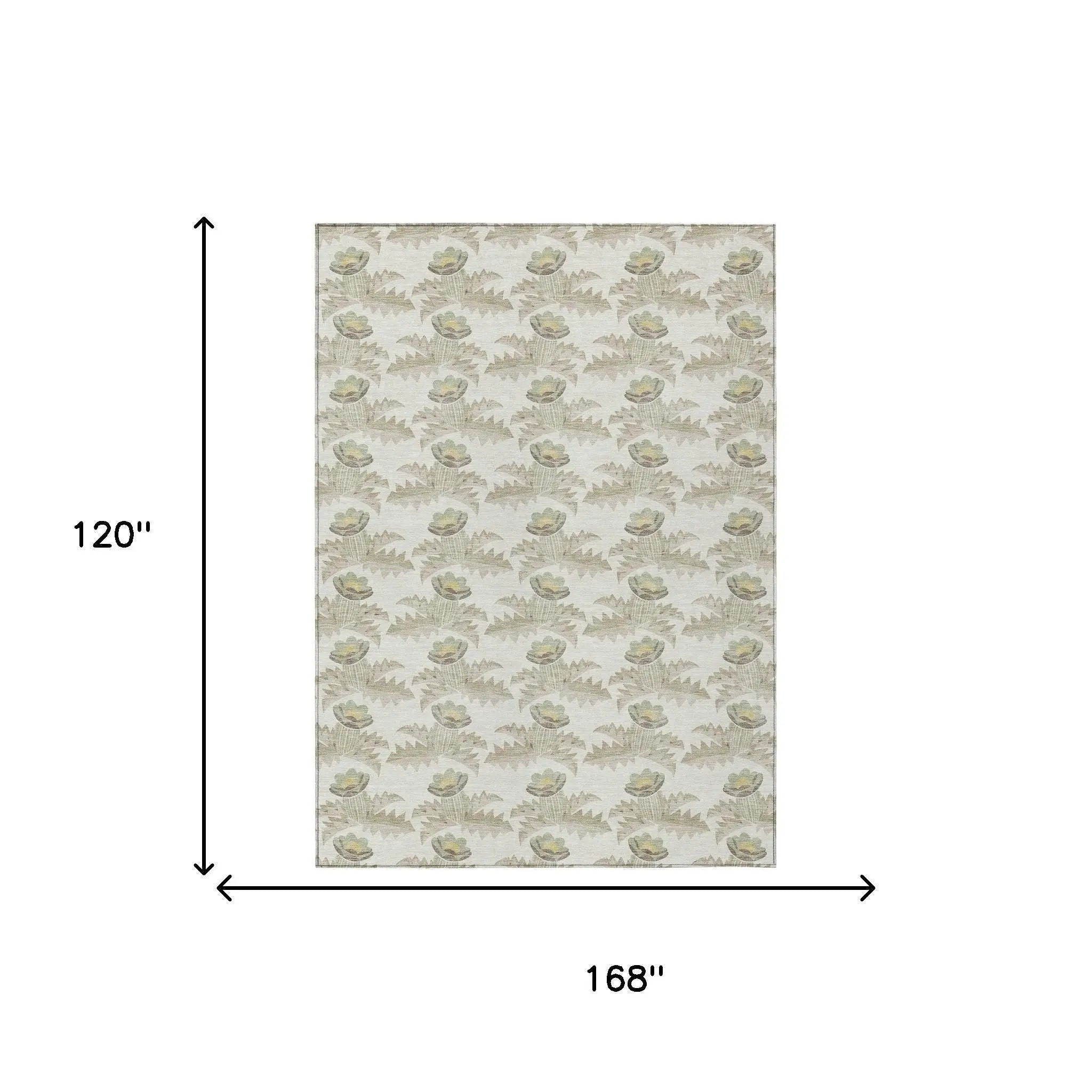 10' X 14' Ivory And Brown Floral Washable Indoor Outdoor Area Rug Homeroots Outdoor