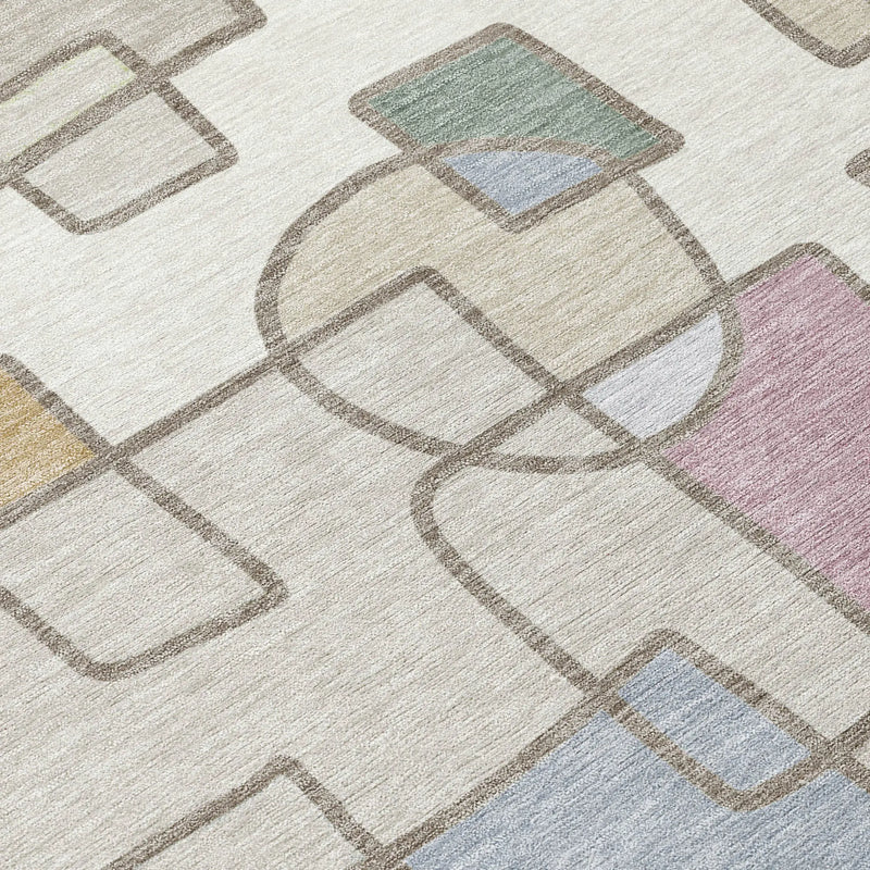 10' X 14' Ivory And Brown Geometric Washable Indoor Outdoor Area Rug Homeroots Outdoor