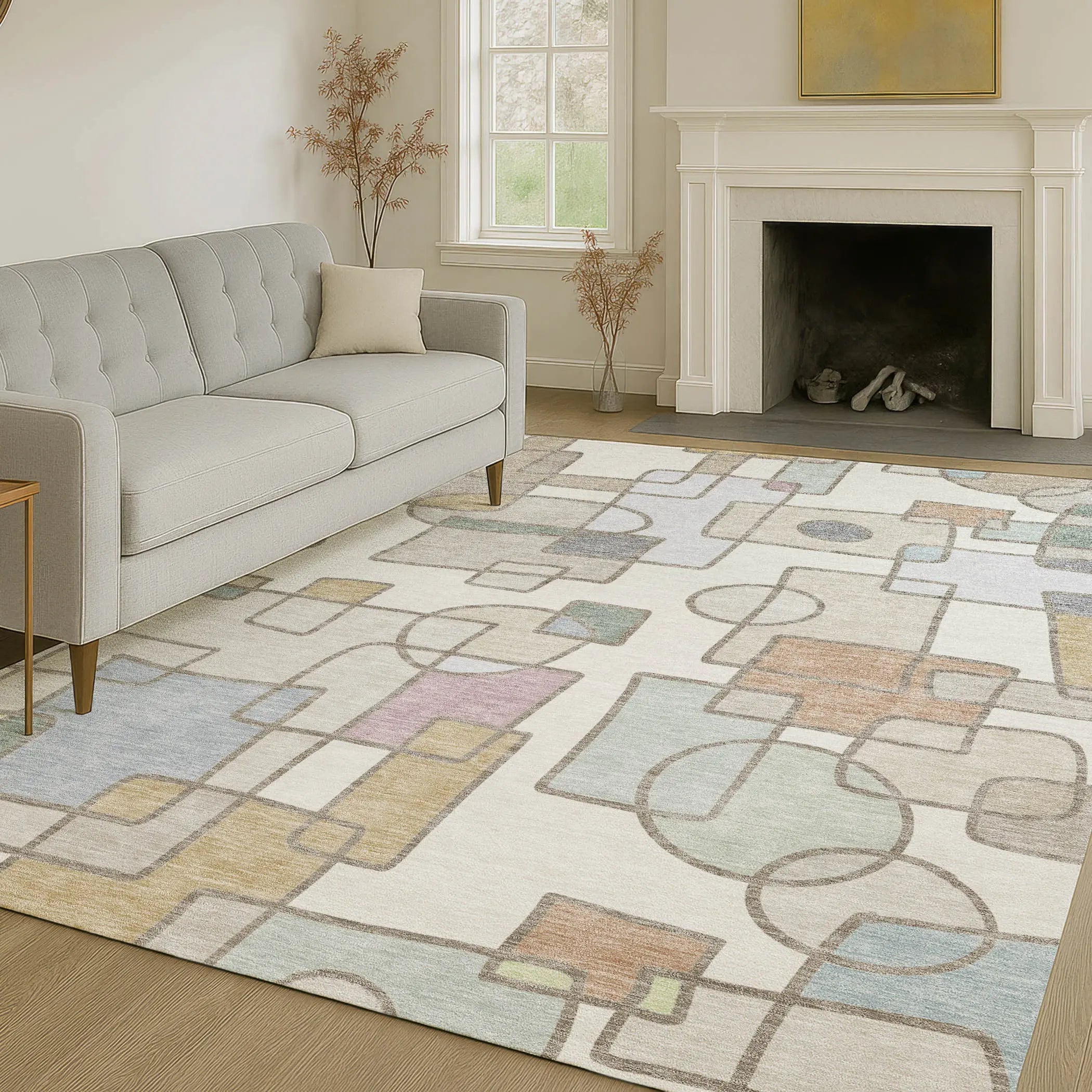 10' X 14' Ivory And Brown Geometric Washable Indoor Outdoor Area Rug Homeroots Outdoor