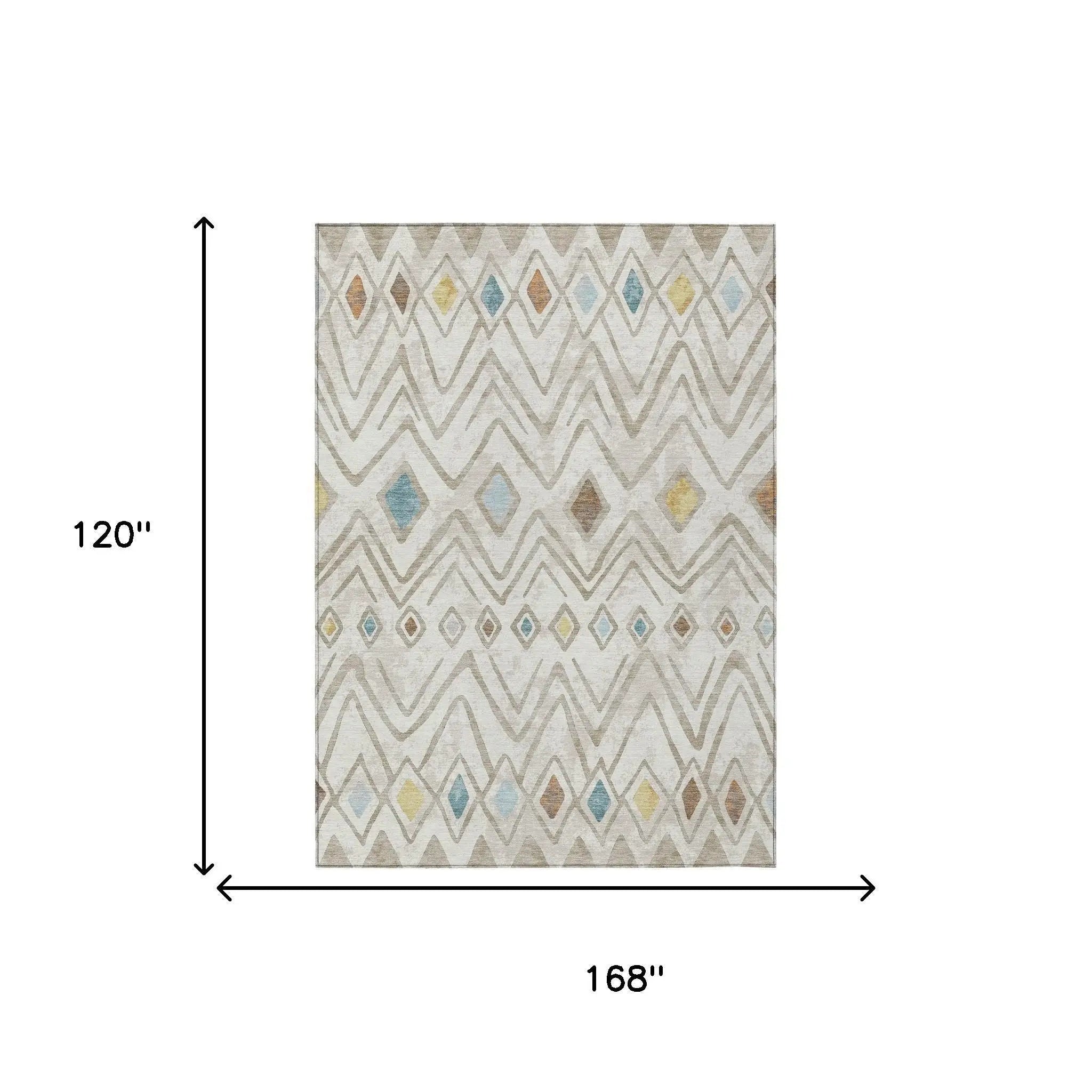 10' X 14' Ivory And Brown Geometric Washable Indoor Outdoor Area Rug Homeroots Outdoor