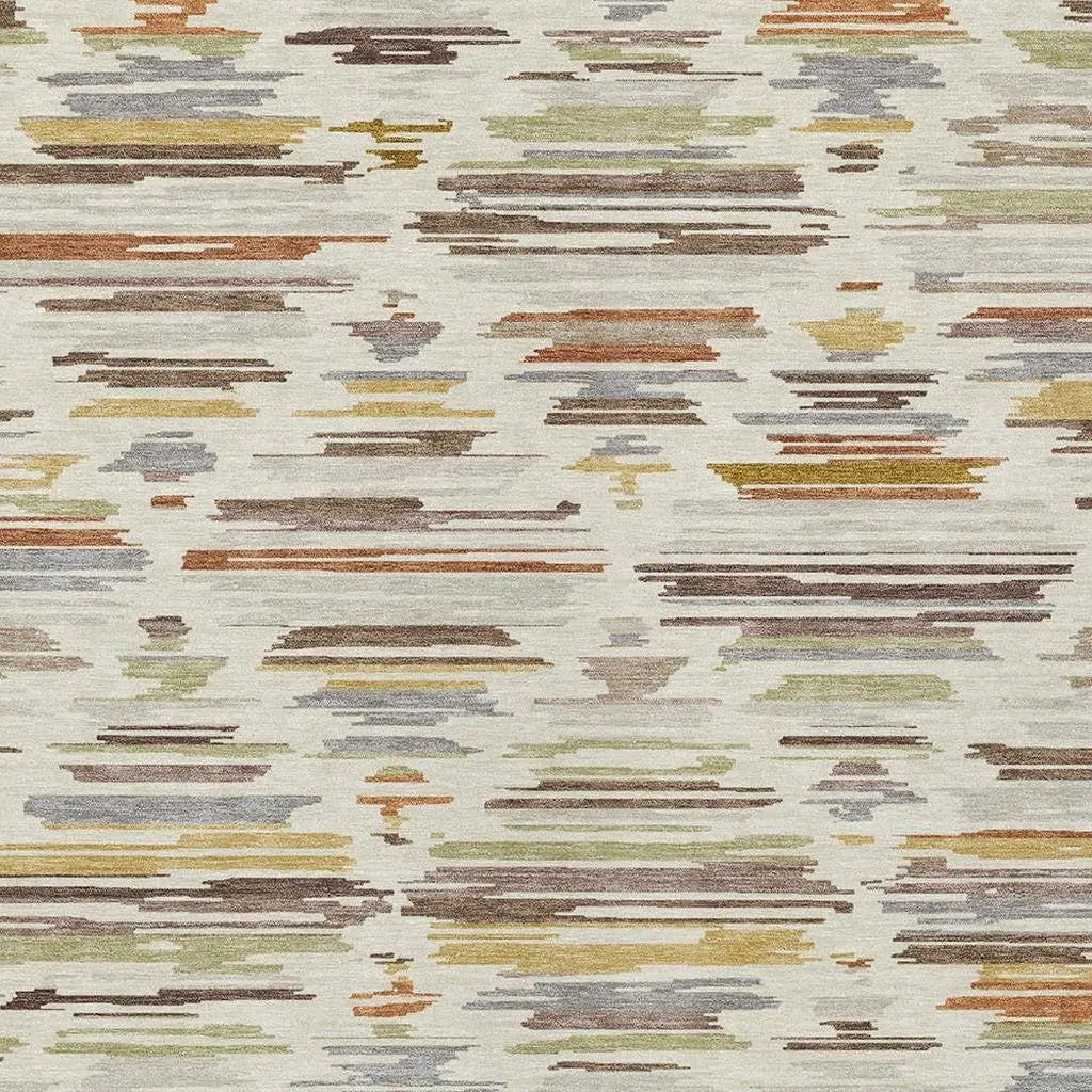 10' X 14' Ivory And Brown Southwestern Washable Indoor Outdoor Area Rug Homeroots Outdoor