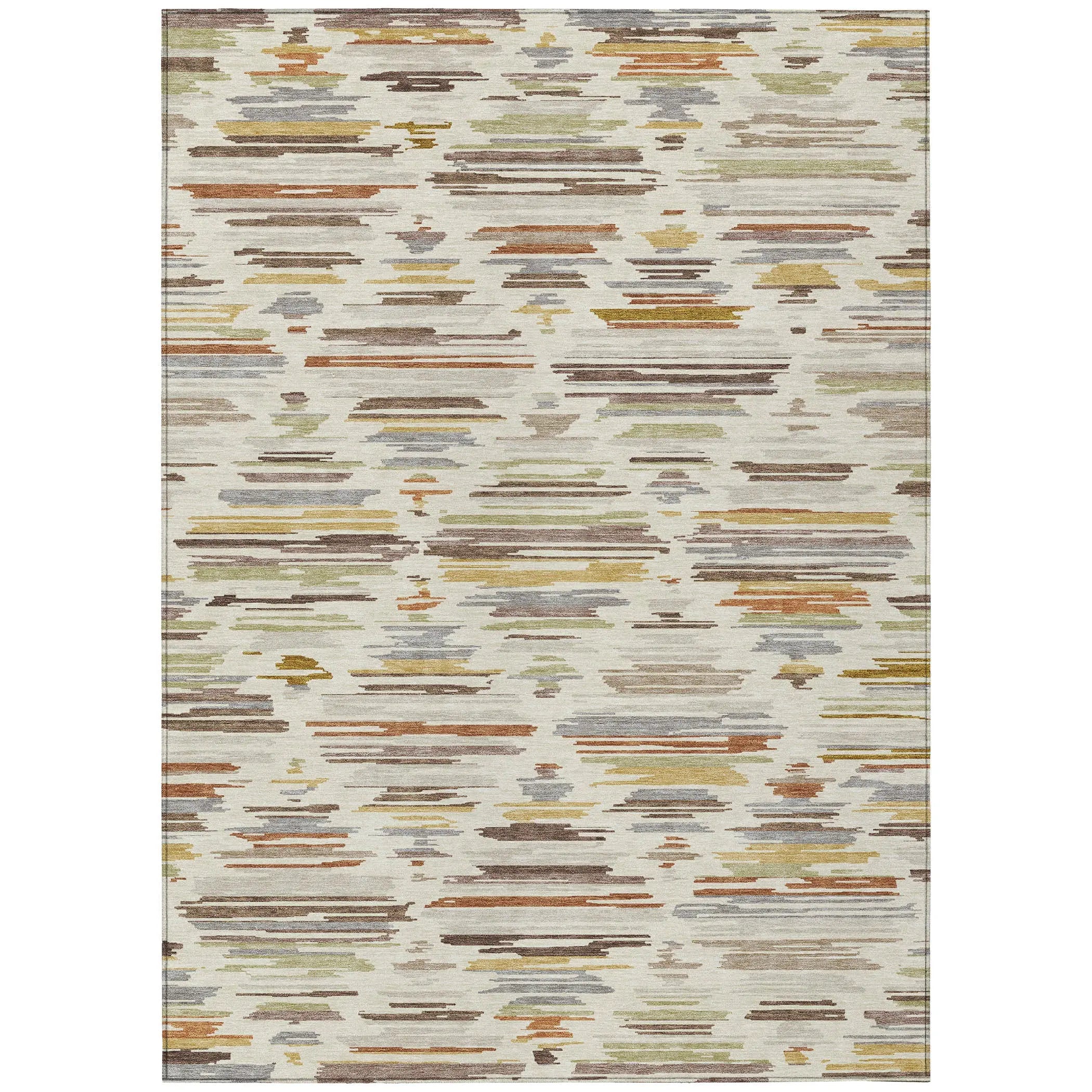10' X 14' Ivory And Brown Southwestern Washable Indoor Outdoor Area Rug Homeroots Outdoor
