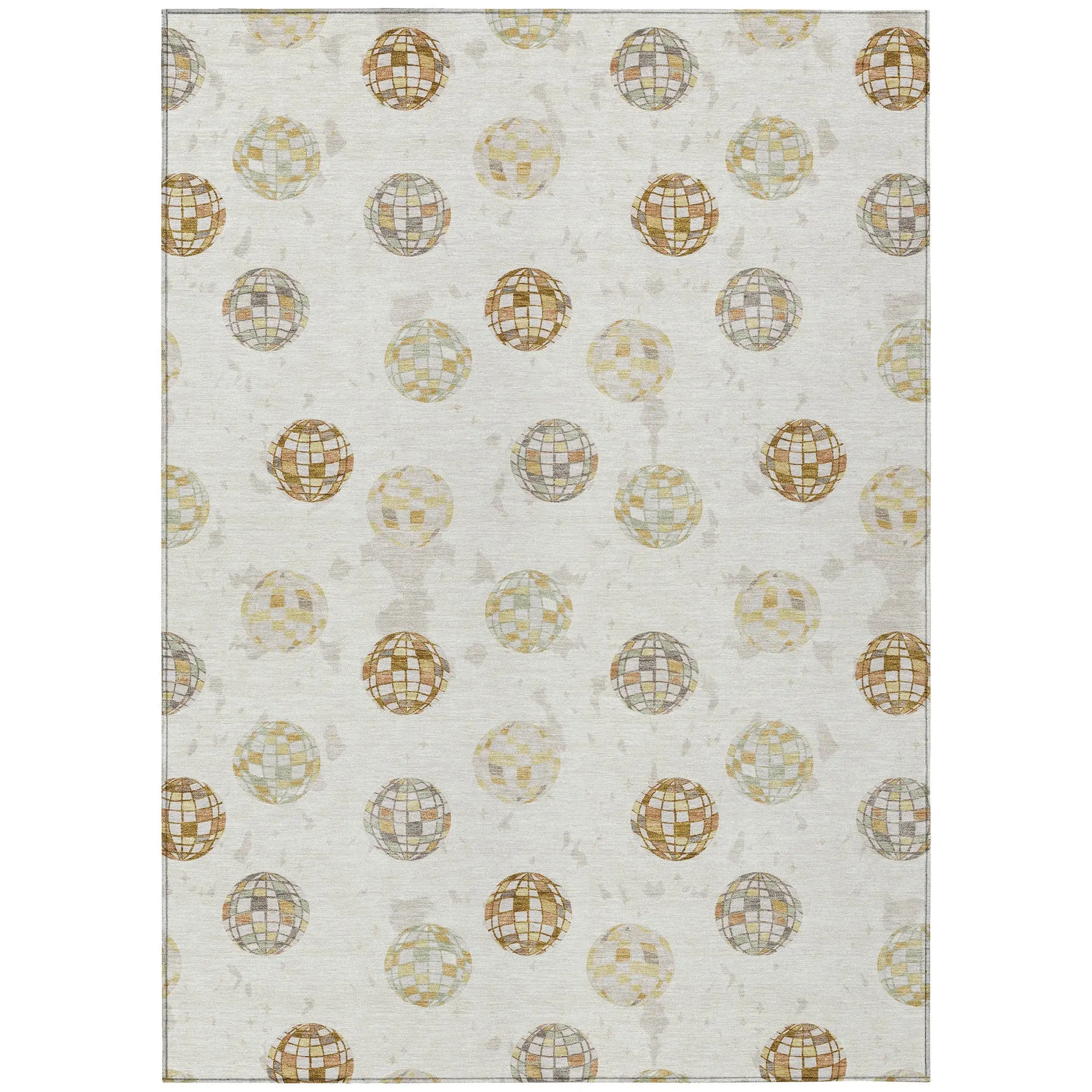 10' X 14' Ivory And Copper Geometric Washable Indoor Outdoor Area Rug Homeroots Outdoor