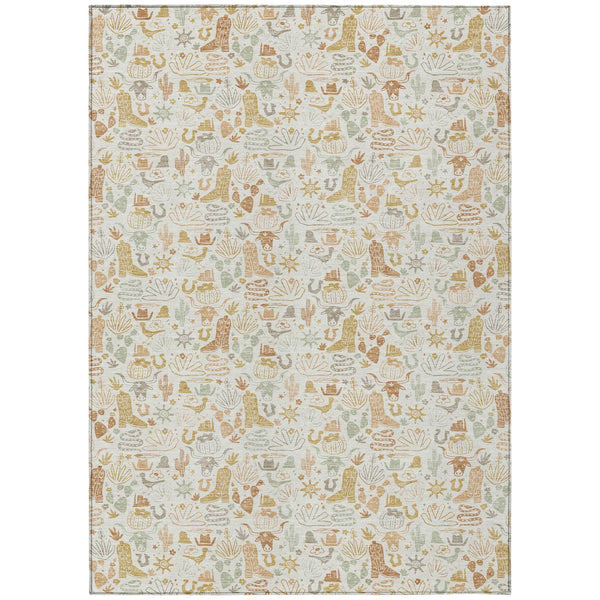 10' X 14' Ivory And Cream Stars Washable Indoor Outdoor Area Rug Homeroots Outdoor