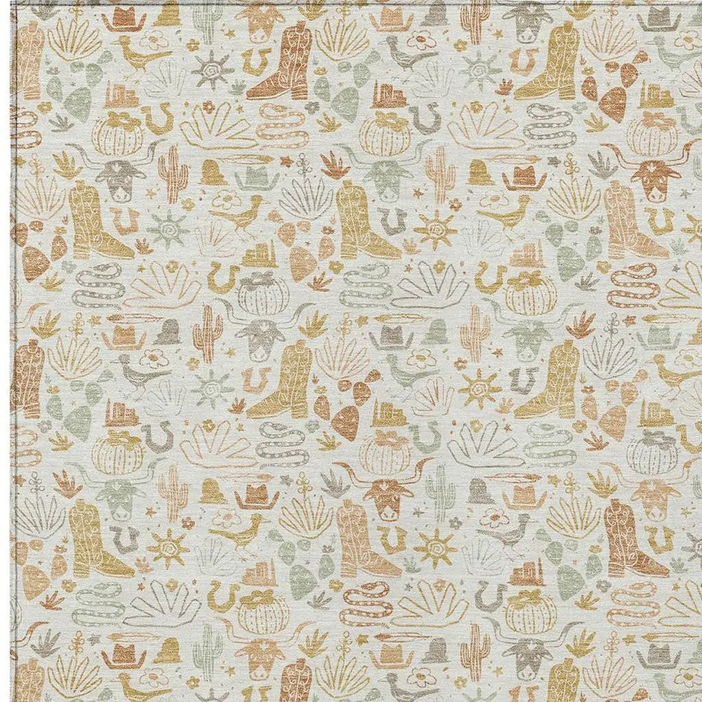 10' X 14' Ivory And Cream Stars Washable Indoor Outdoor Area Rug Homeroots Outdoor