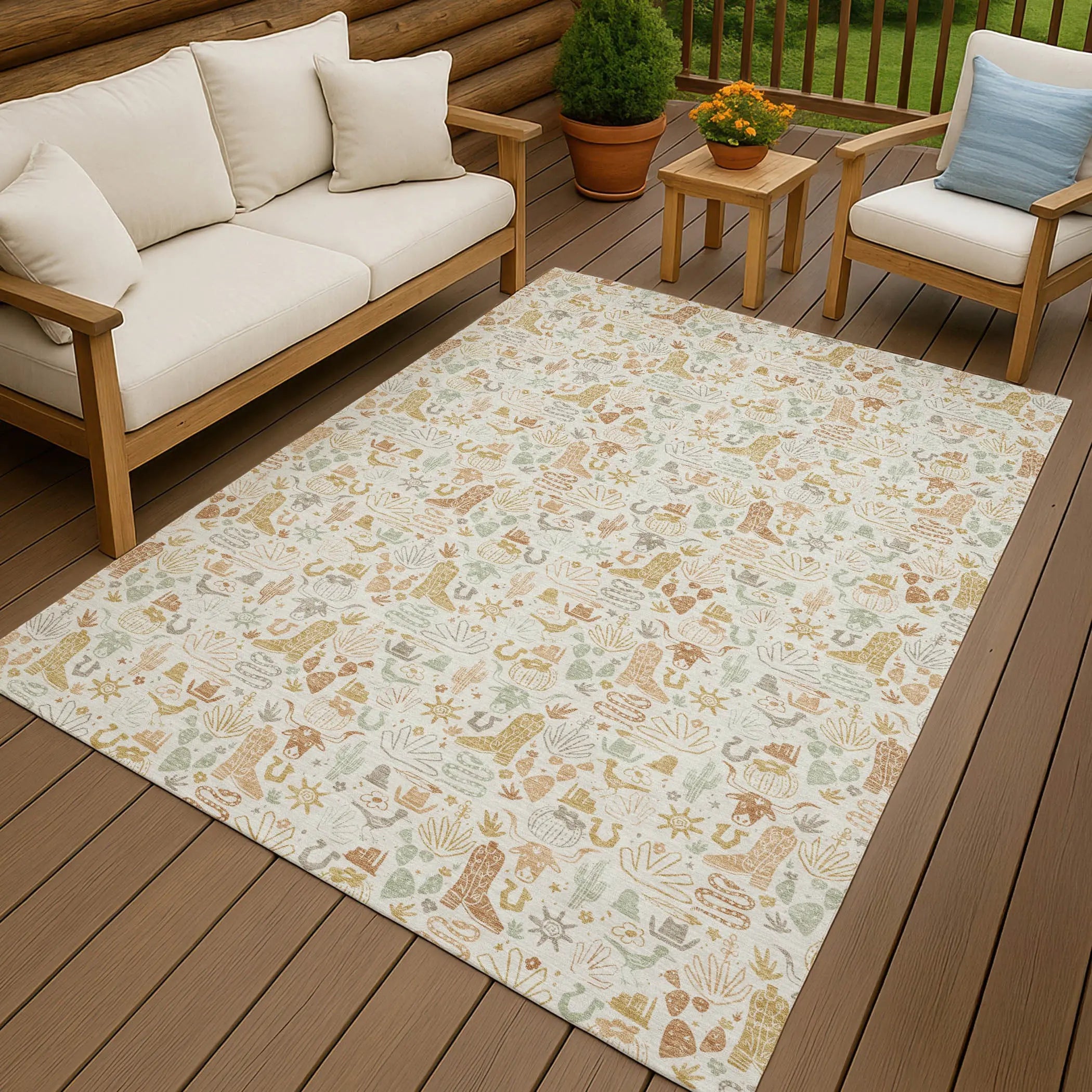 10' X 14' Ivory And Cream Stars Washable Indoor Outdoor Area Rug Homeroots Outdoor