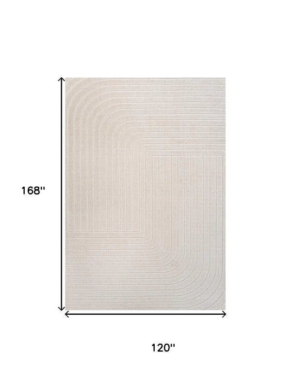 10' X 14' Ivory And Cream Striped Indoor Outdoor Area Rug Homeroots Outdoor