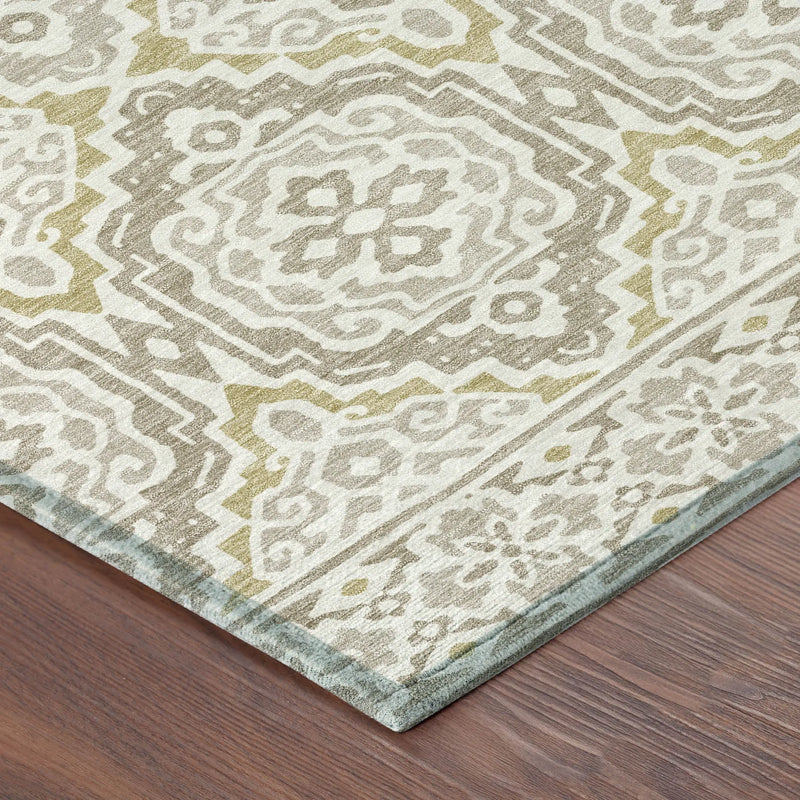 10' X 14' Ivory And Denim Blue Tribal Washable Indoor Outdoor Area Rug Homeroots Outdoor