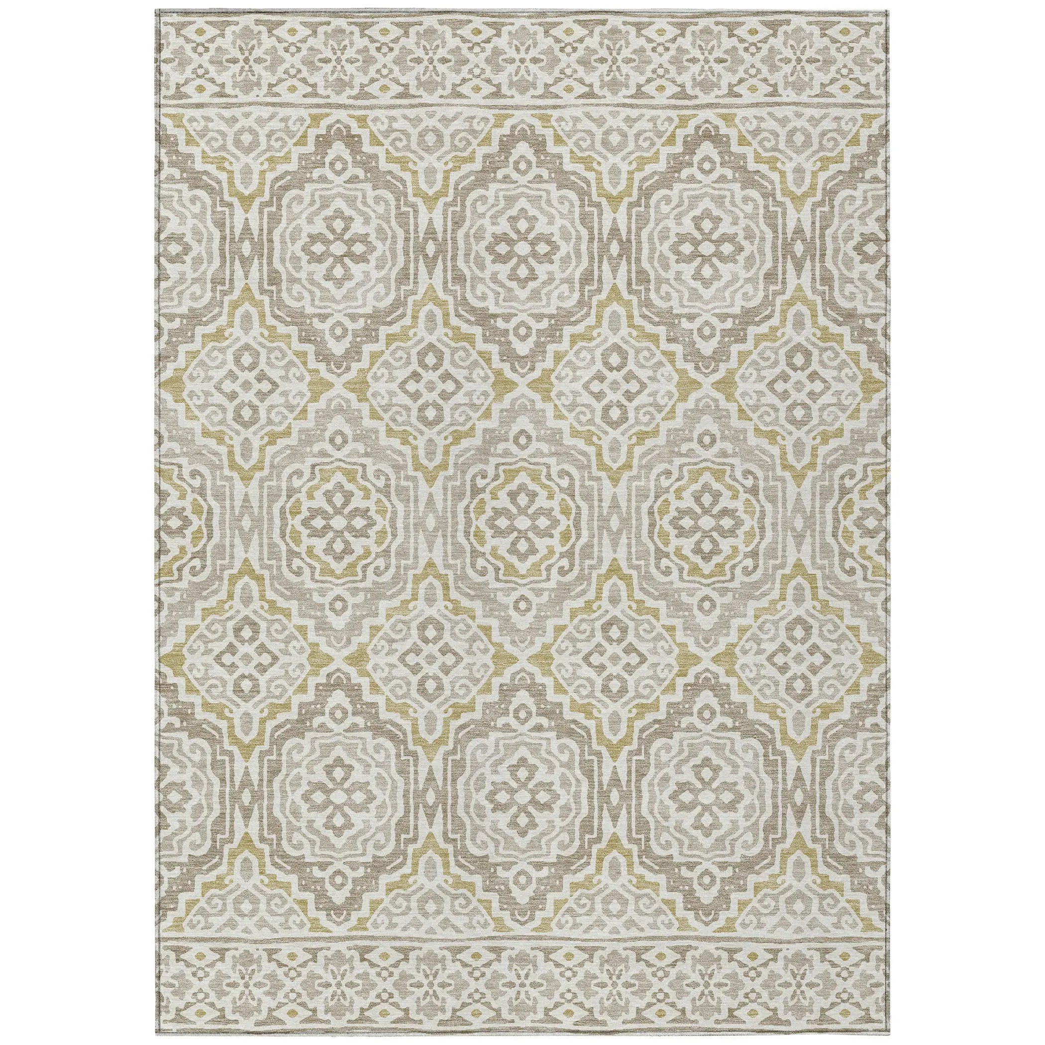 10' X 14' Ivory And Denim Blue Tribal Washable Indoor Outdoor Area Rug Homeroots Outdoor