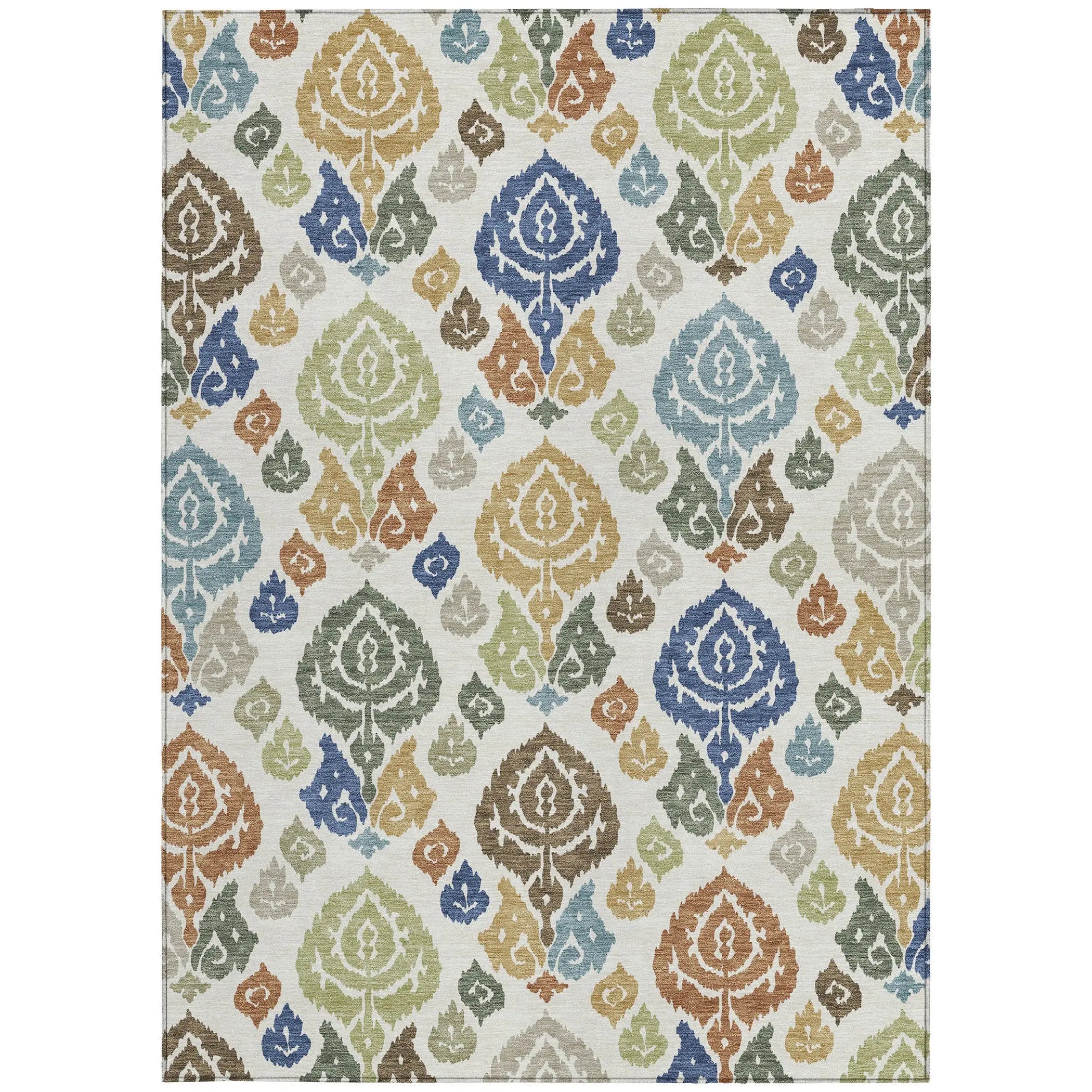 10' X 14' Ivory And Gold Damask Washable Indoor Outdoor Area Rug Homeroots Outdoor