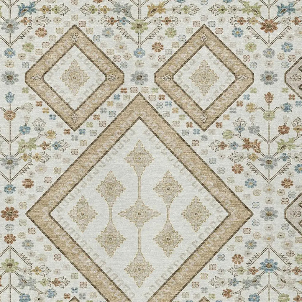 10' X 14' Ivory And Gold Medallion Washable Indoor Outdoor Area Rug Homeroots Outdoor