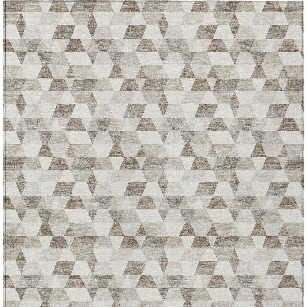 10' X 14' Ivory And Graphite Geometric Washable Indoor Outdoor Area Rug Homeroots Outdoor