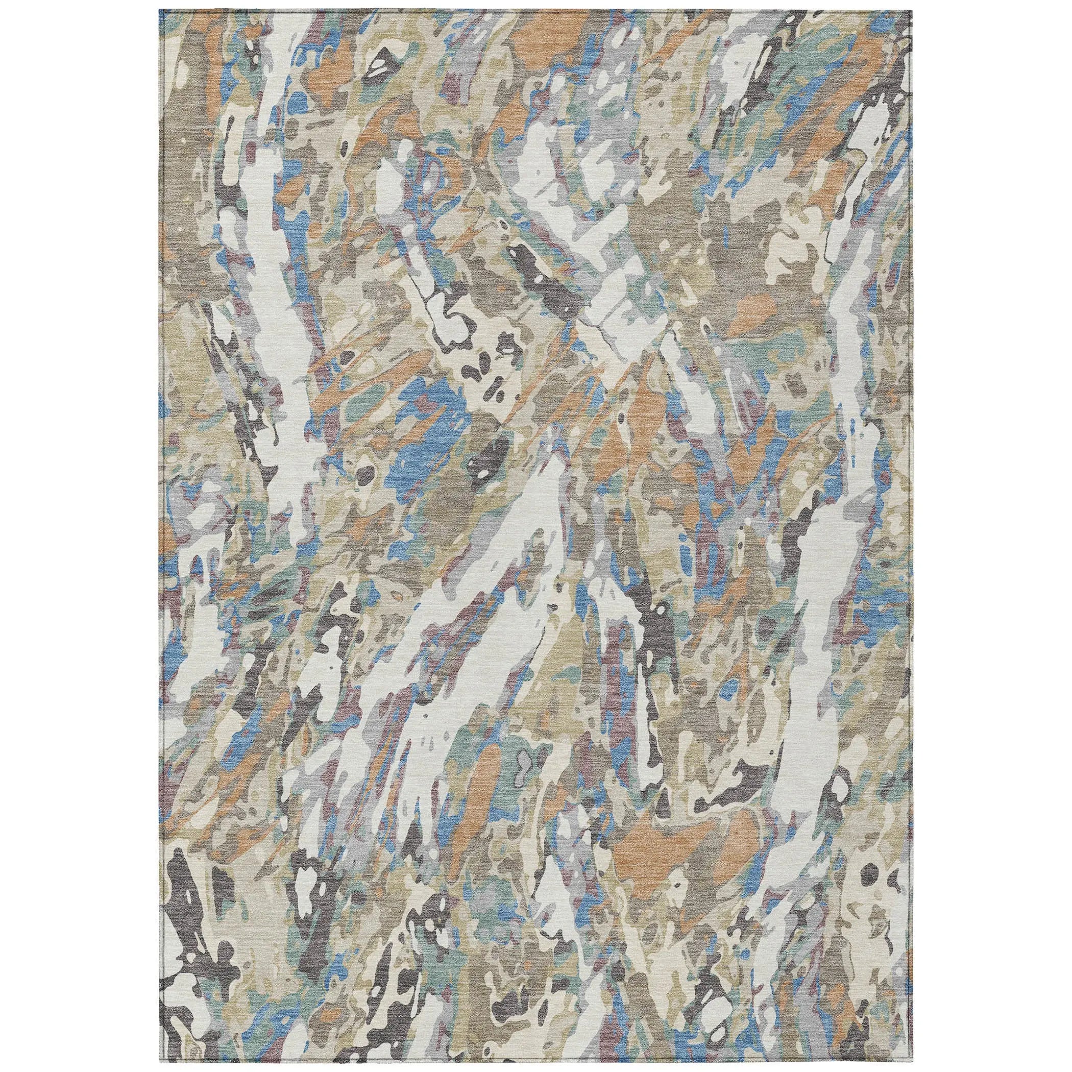 10' X 14' Ivory And Gray Abstract Washable Indoor Outdoor Area Rug Homeroots Outdoor
