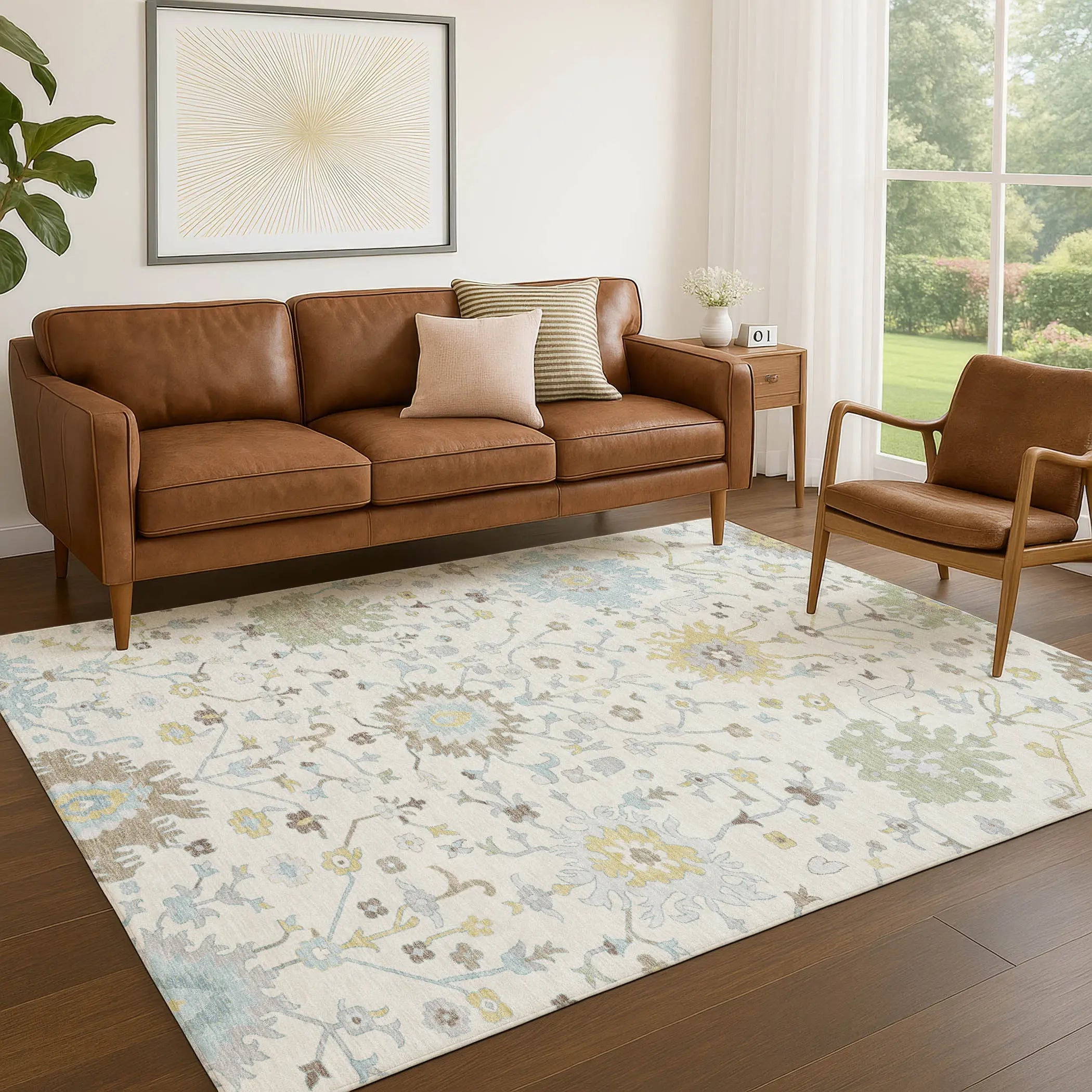 10' X 14' Ivory And Green Faux Bois Washable Indoor Outdoor Area Rug Homeroots Outdoor