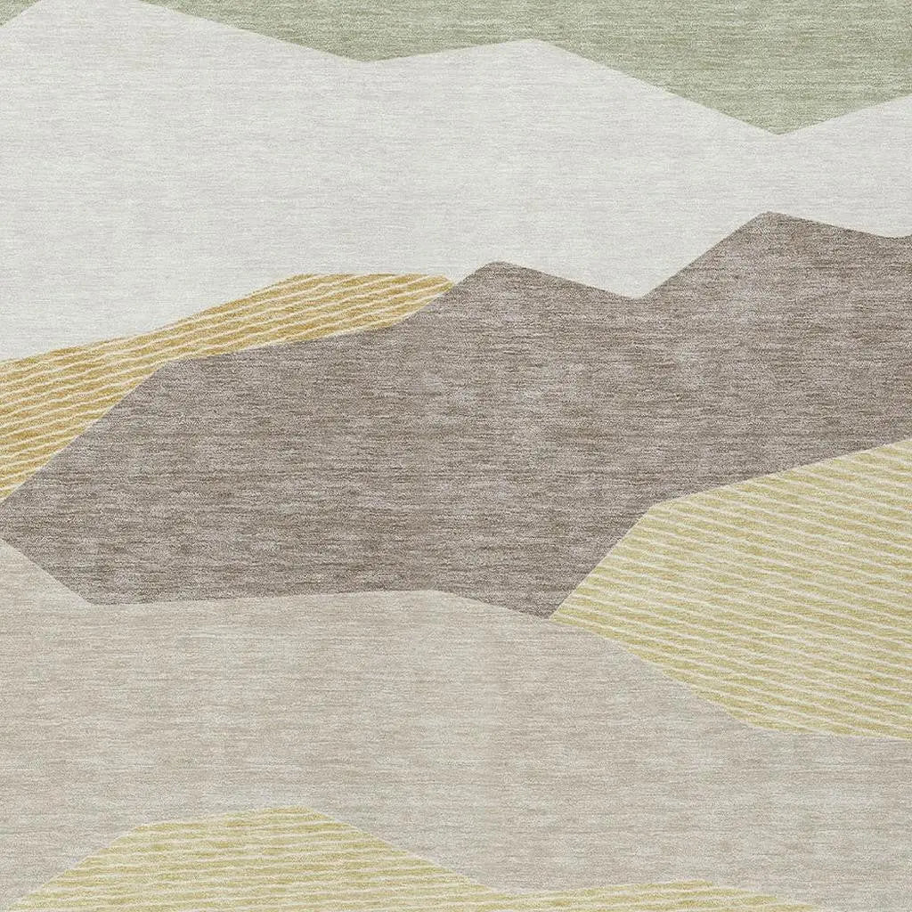 10' X 14' Ivory And Green Geometric Washable Indoor Outdoor Area Rug Homeroots Outdoor