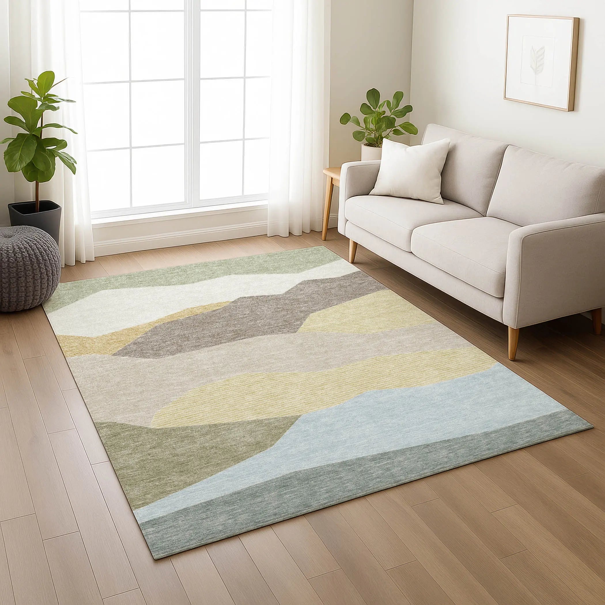 10' X 14' Ivory And Green Geometric Washable Indoor Outdoor Area Rug Homeroots Outdoor