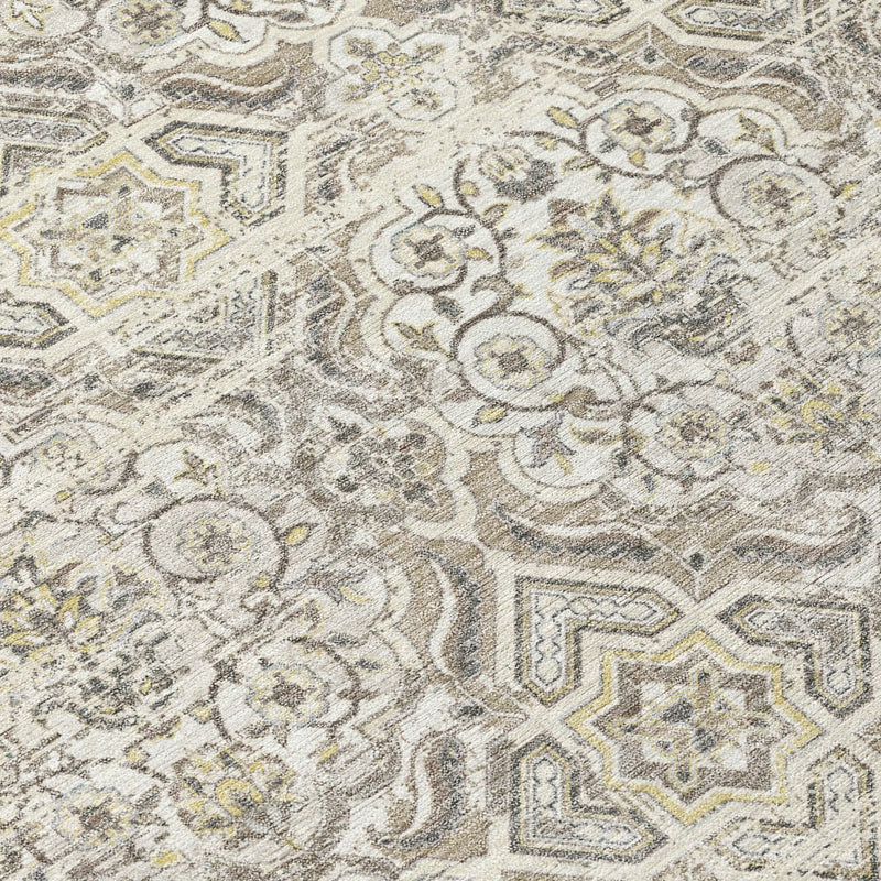 10' X 14' Ivory And Linen Floral Washable Indoor Outdoor Area Rug Homeroots Outdoor