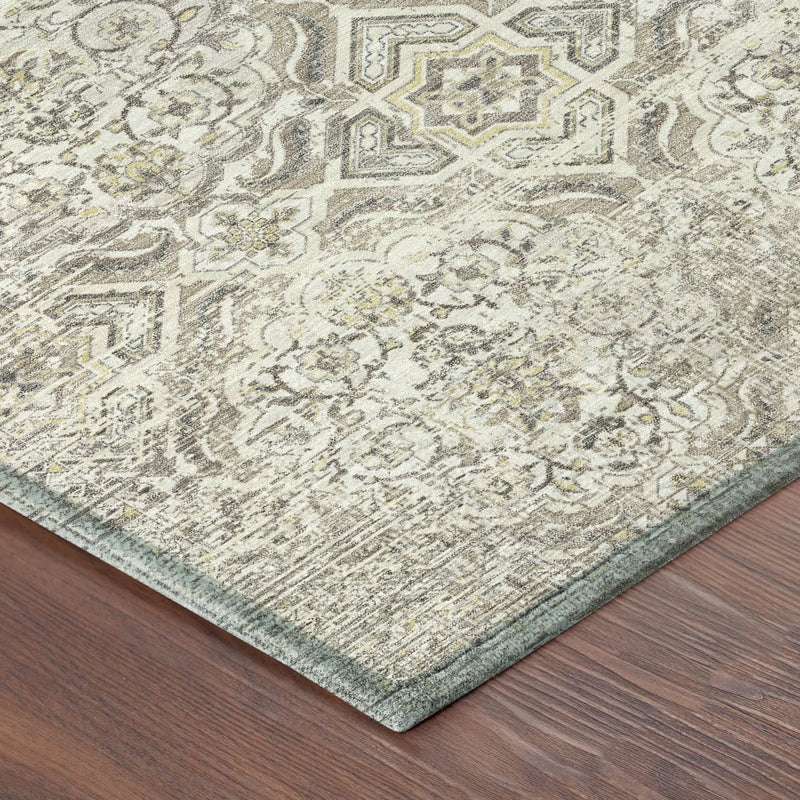10' X 14' Ivory And Linen Floral Washable Indoor Outdoor Area Rug Homeroots Outdoor